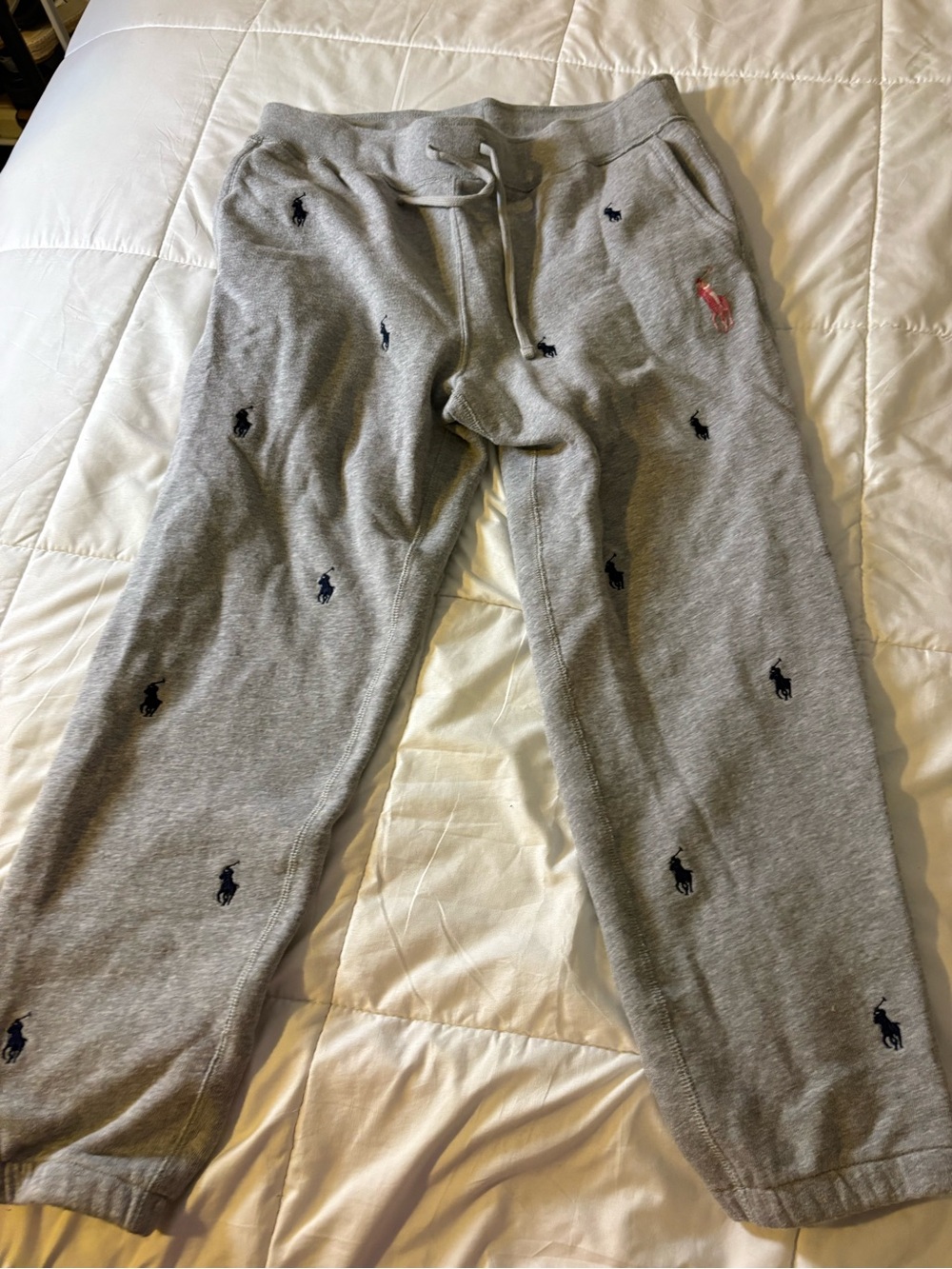 Polo by Ralph Lauren Gray Logo Sweatpants Pink Pony